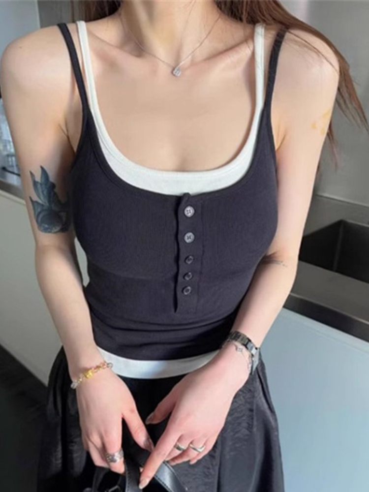 컬러 블록 스플라이스 모크 투피스 여성 캐미솔 2026 - Lace Trim Cami 리뷰 및 가격