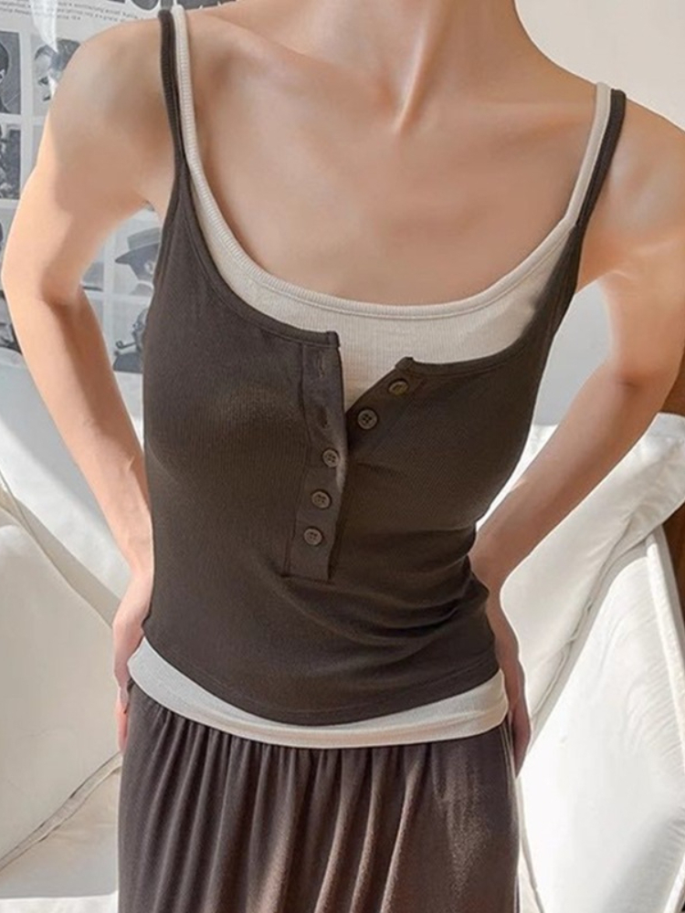 컬러 블록 스플라이스 모크 투피스 여성 캐미솔 2026 - Lace Trim Cami 리뷰 및 가격