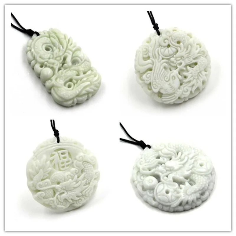 내추럴 화이트 옥 드래곤 피닉스 펜던트 목걸이, 매력적 - Women'S Fashion Jewellery 리뷰 및 가격