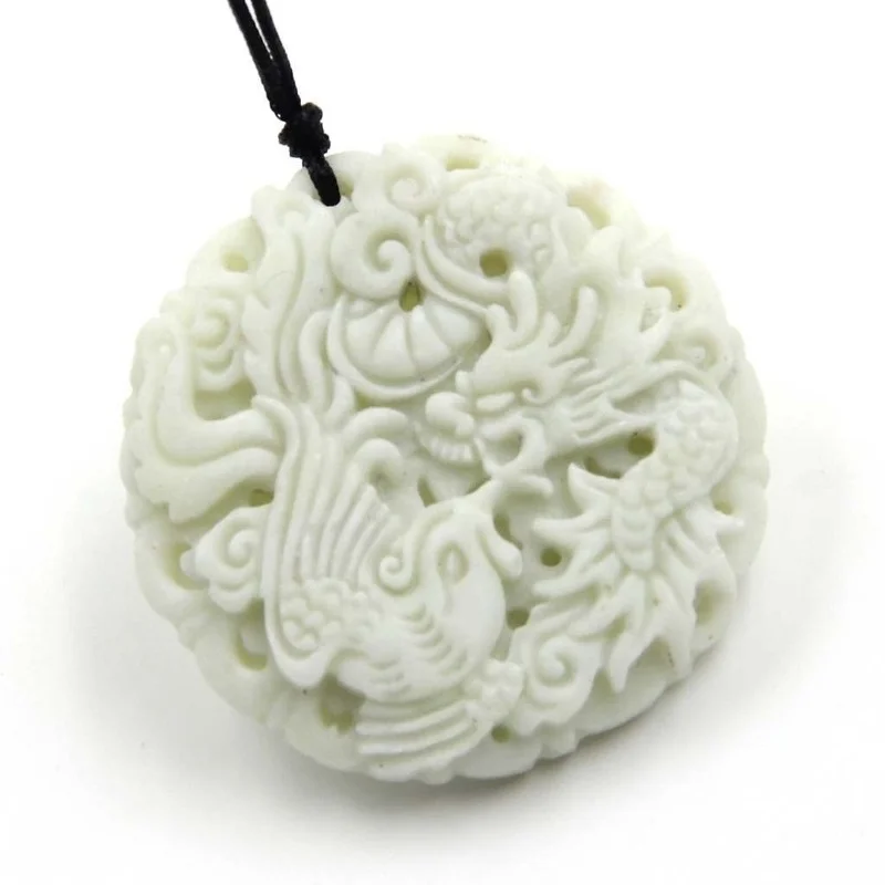 내추럴 화이트 옥 드래곤 피닉스 펜던트 목걸이, 매력적 - Women'S Fashion Jewellery 리뷰 및 가격