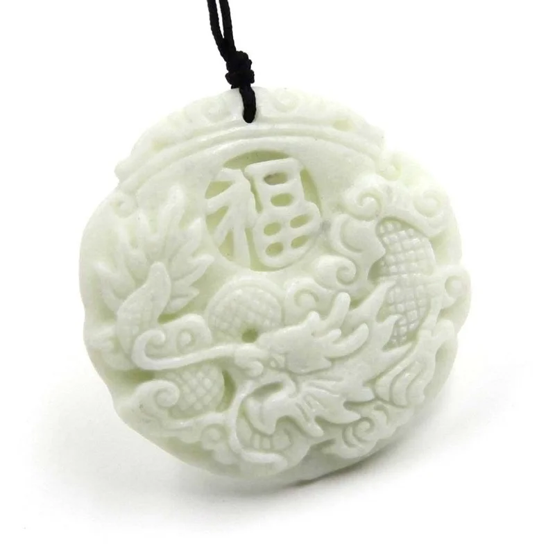 내추럴 화이트 옥 드래곤 피닉스 펜던트 목걸이, 매력적 - Women'S Fashion Jewellery 리뷰 및 가격