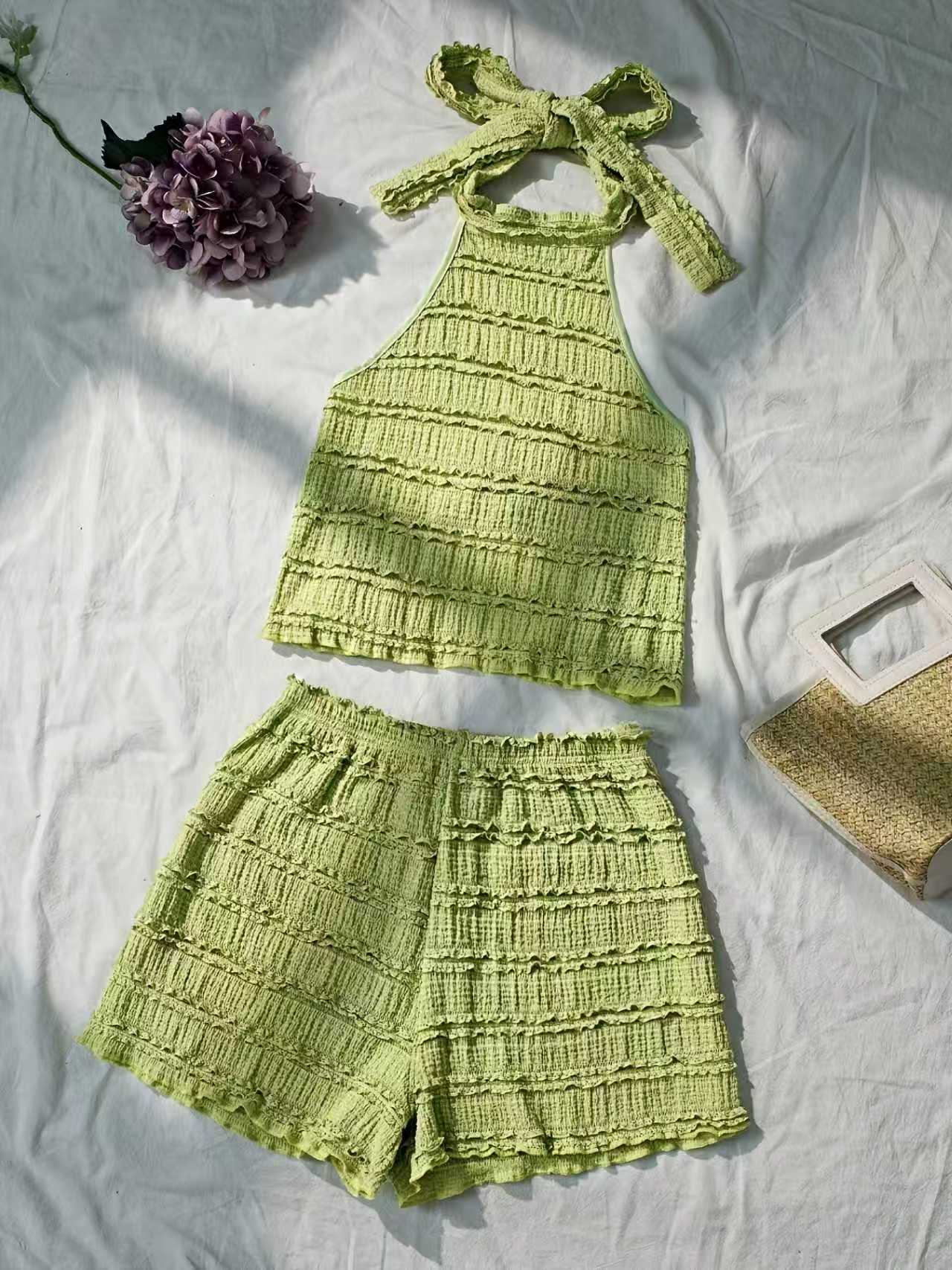 여성 여름 유럽풍 미국풍 휴가 스타일 캐미탑 & 핫팬츠 - Lace Trim Cami 리뷰 및 가격